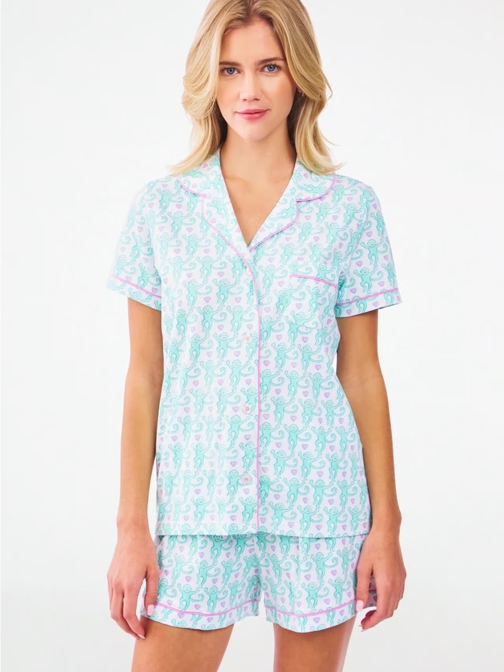 Roller Rabbit Lovely Monkey Polo Pajamas, S, Cotton, Limited Edition
